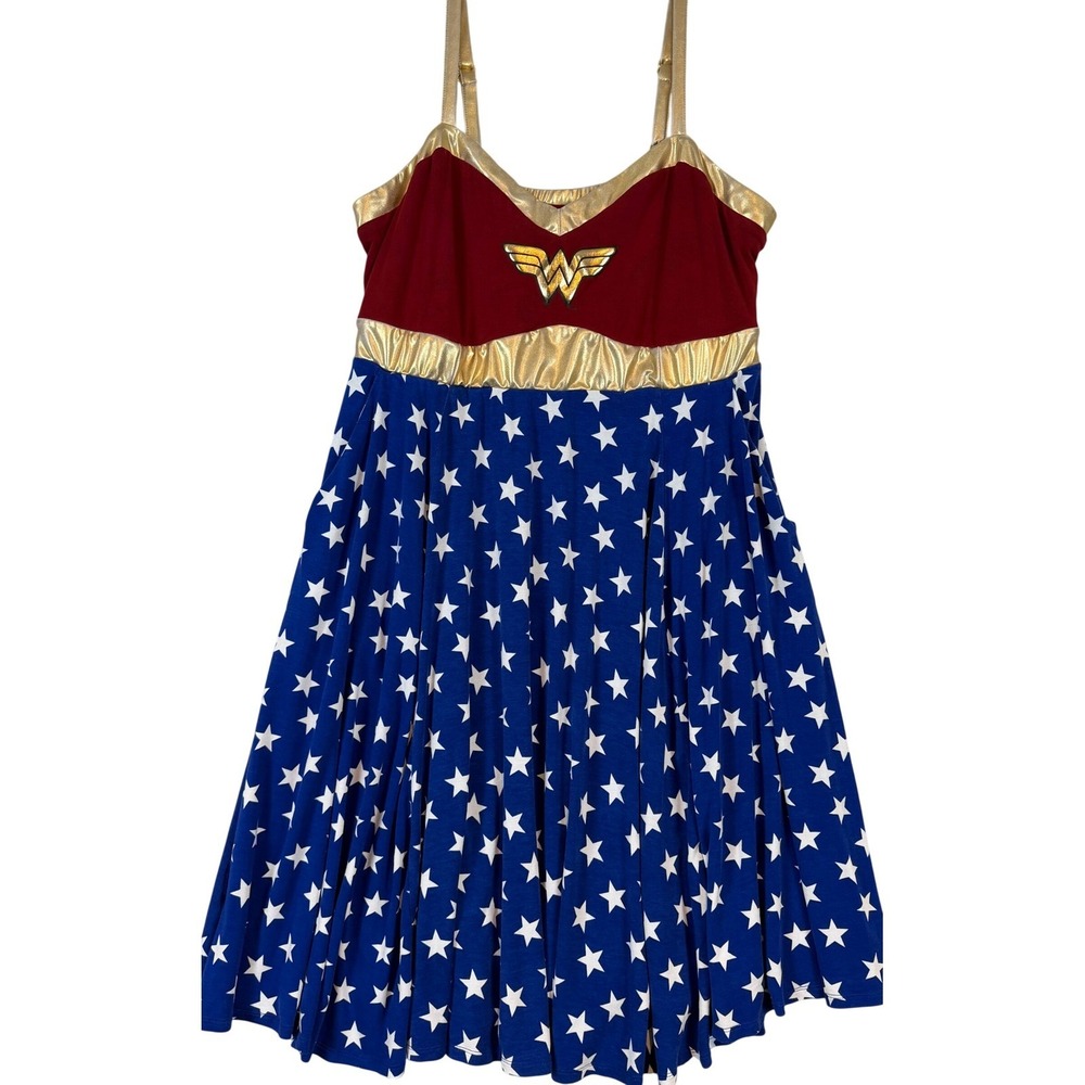 Wonder Woman DC Comics Star Print Fit Flare Dress Size 2 Cosplay Retro Halloween